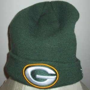 NFL New Era Green Bay Packers Green Embroidered Cuffed Knit Beanie Cap Hat ~ OS
